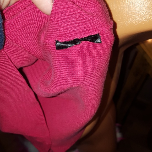 Bebe ruched scoopneck sweater w/floral pins S red - Picture 7 of 7